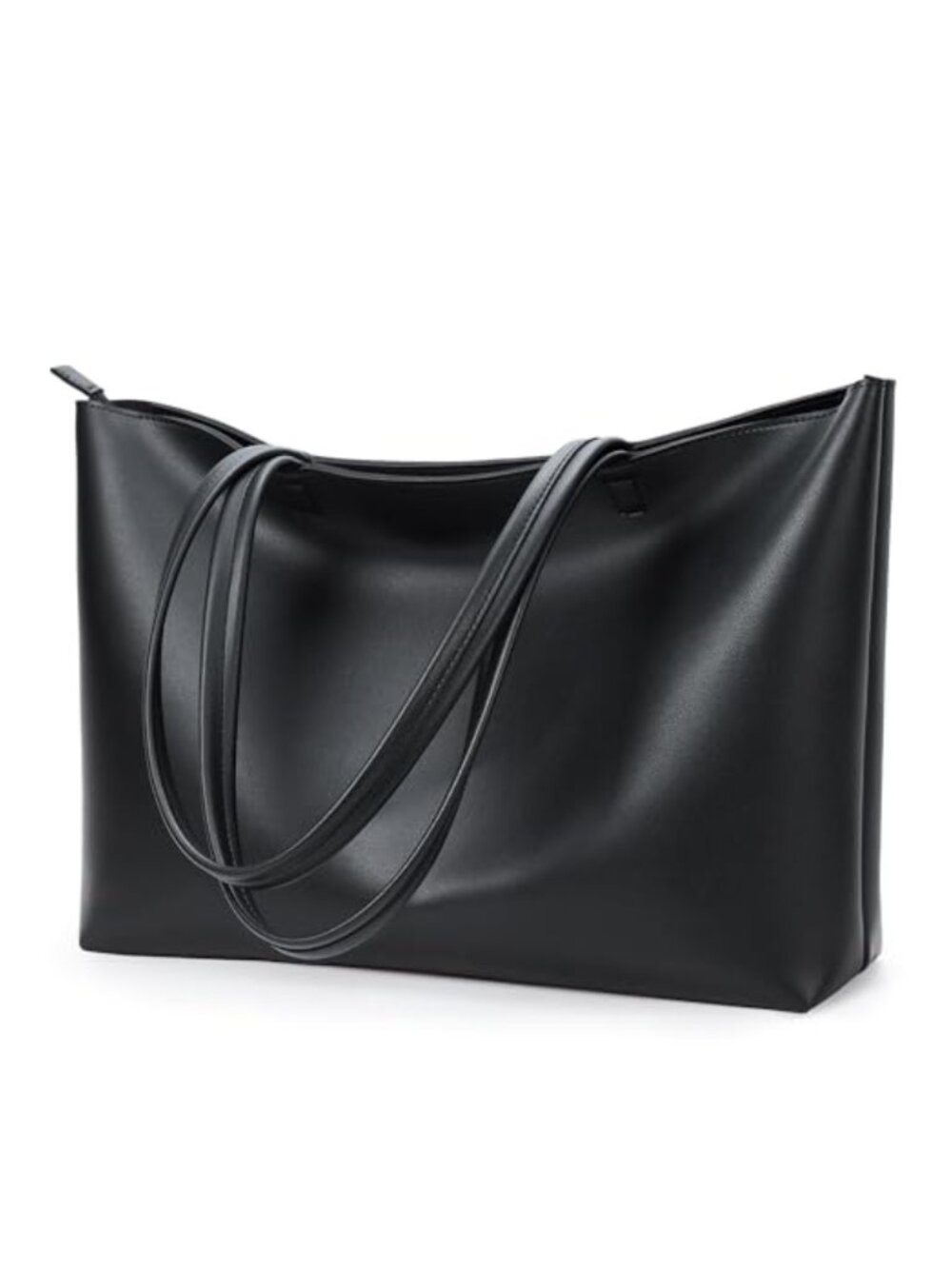 Faux Leather Tote Bag Zipper Shoulder Bag Large Casual Handbag Work College